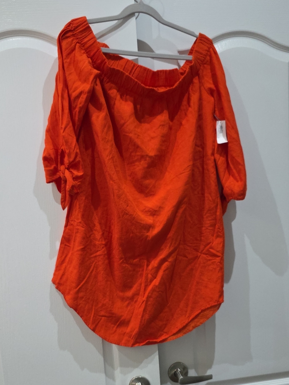 Old Navy Bright Orange Off-Shoulder Tunic Blouse